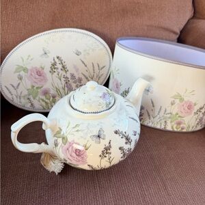 Floral Teapot with Matching Accessories